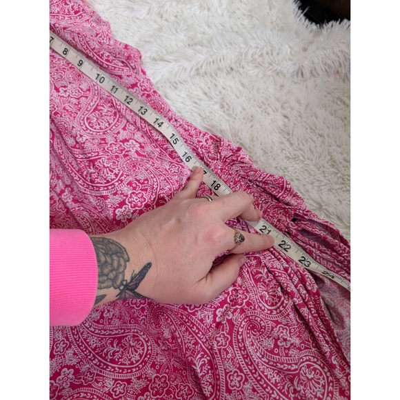 Lands' End Pink Paisley Print Flutter Sleeve Ruched Sides Women's Top Size XL - Picture 11 of 11